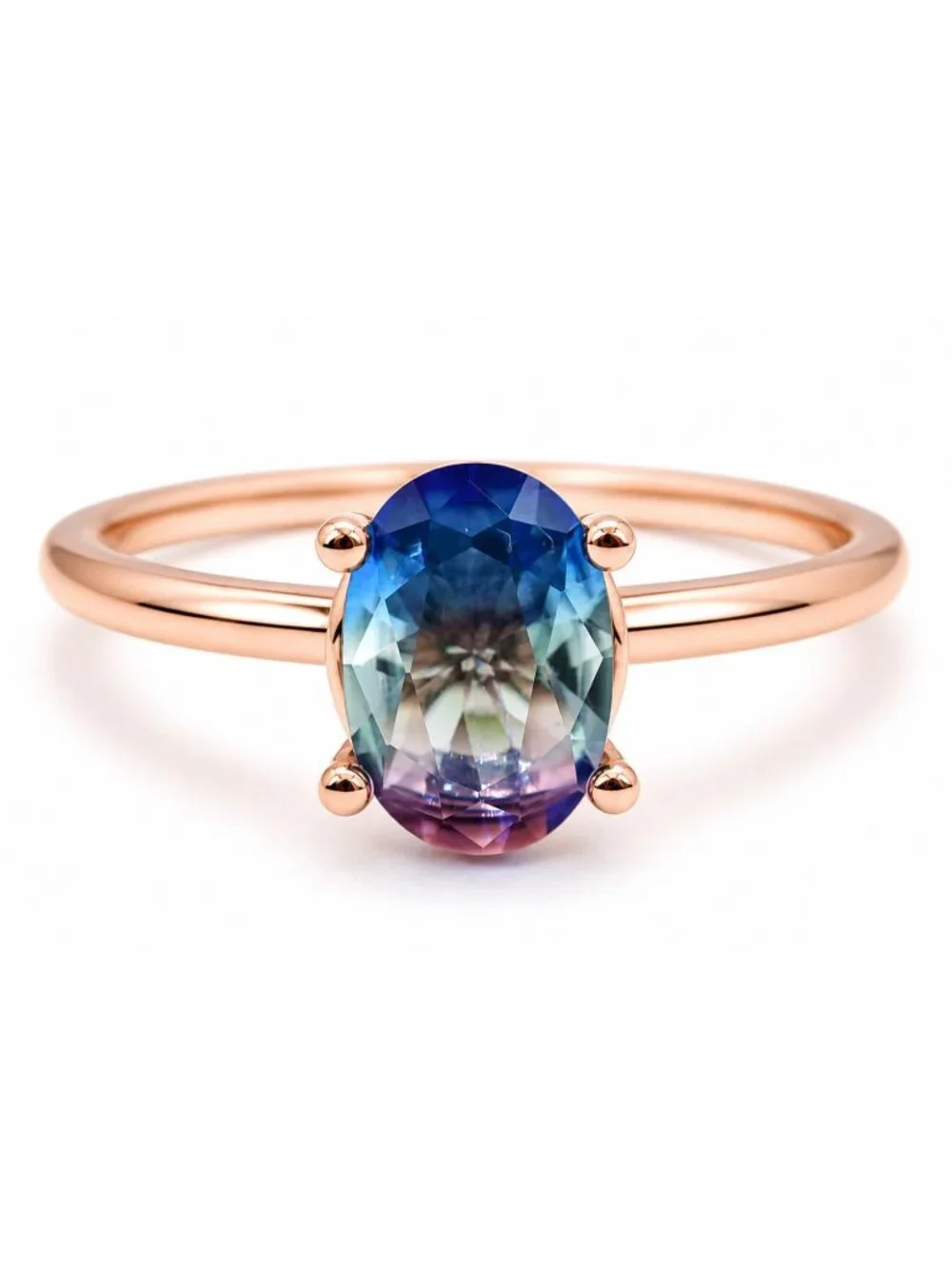 Created 1.05 Cts Tourmaline Ring 14k Rose Gold Plated (.925)
